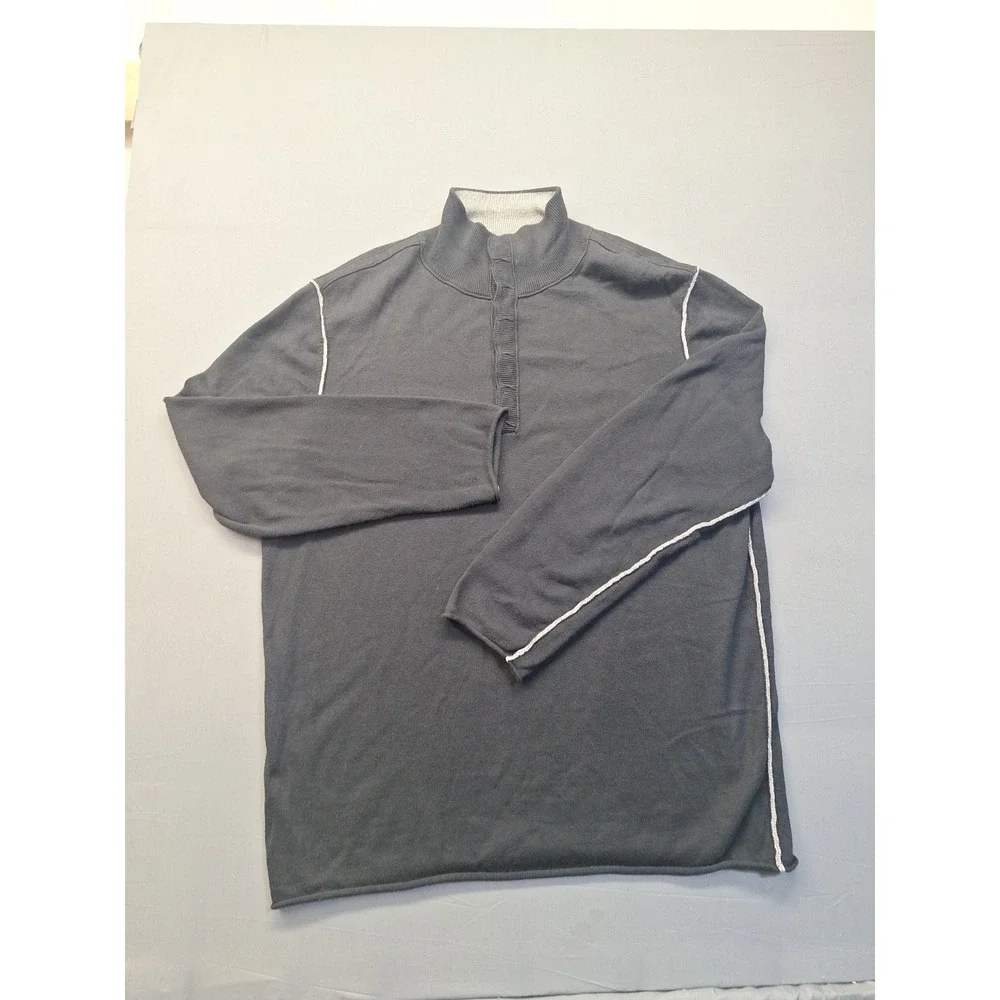 Carbon 2 Cobalt Sweater Mens XL Black‎ Cotton Cashmere 1/4 Button Casual Preppy